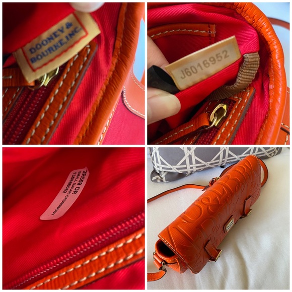 Dooney Bourke Orange Retro Embossed Safari Crossbody Messenger Bag HTF Pristine - Picture 10 of 11